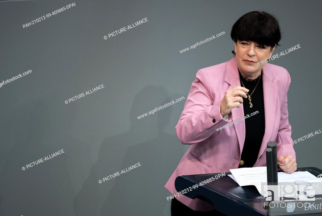Stock Photo: 12 February 2021, Berlin: Christine Aschenberg-Dugnus (FDP) speaks in the plenary session of the German Bundestag. The main topics of the 210th session of the.