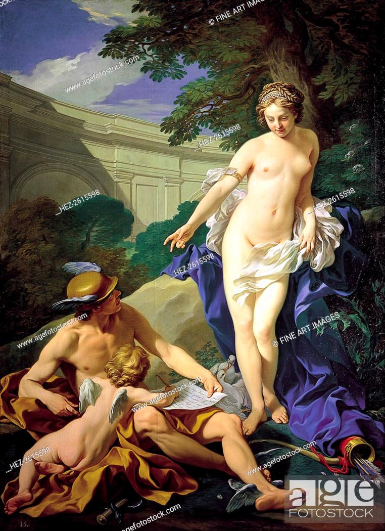 Stock Photo: Venus with Mercury and Cupid. Artist: Van Loo, Louis Michel (1707-1771).