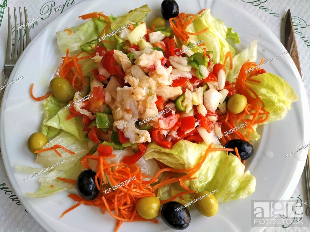Stock Photo: Salad with codfish.