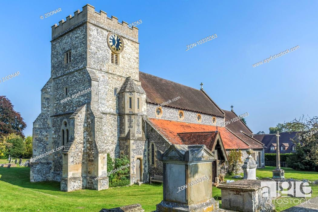 Stock Photo: St Mary's Church and Graveyard Streatley On Thames Berkshire UK.