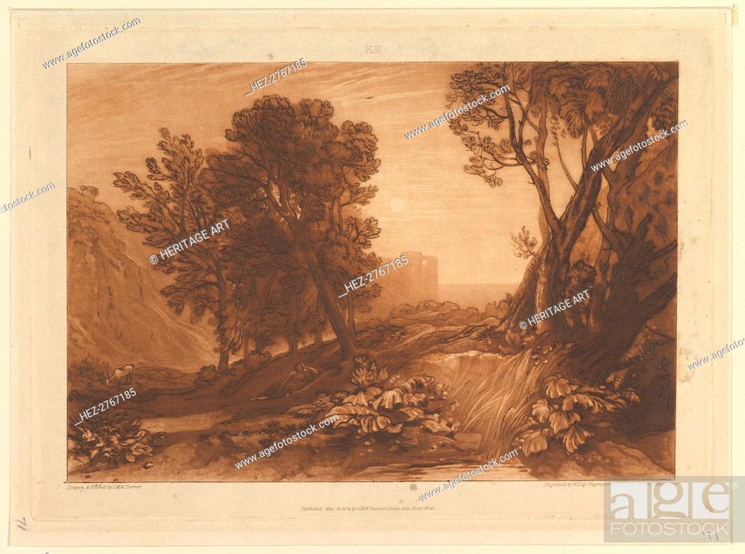 Stock Photo: Solitude, or The Reading Magdalen (Liber Studiorum, part XI, plate 53), May 12, 1814. Creator: JMW Turner.