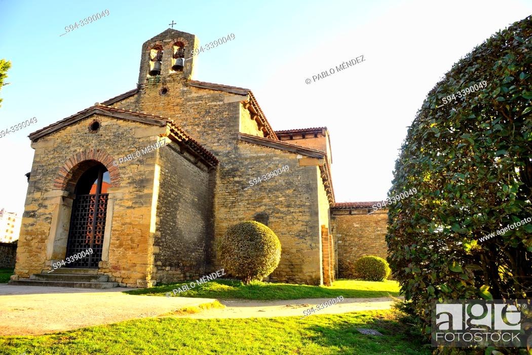 Stock Photo: Pre-Romanesque church of San Julian de los Prados in surroundings of Oviedo, Asturias, Spain.
