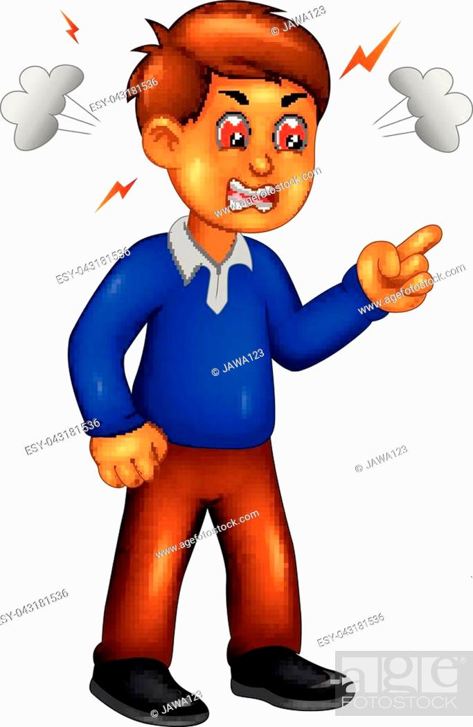 vector illustration of funny man cartoon standing with angry and pointing,  Stock Vector, Vector And Low Budget Royalty Free Image. Pic. ESY-043181536  | agefotostock