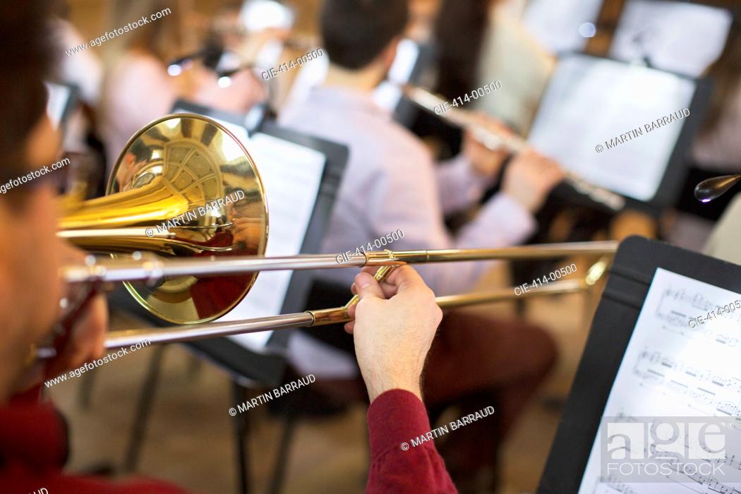 Stock Photo: Trombonist performing.