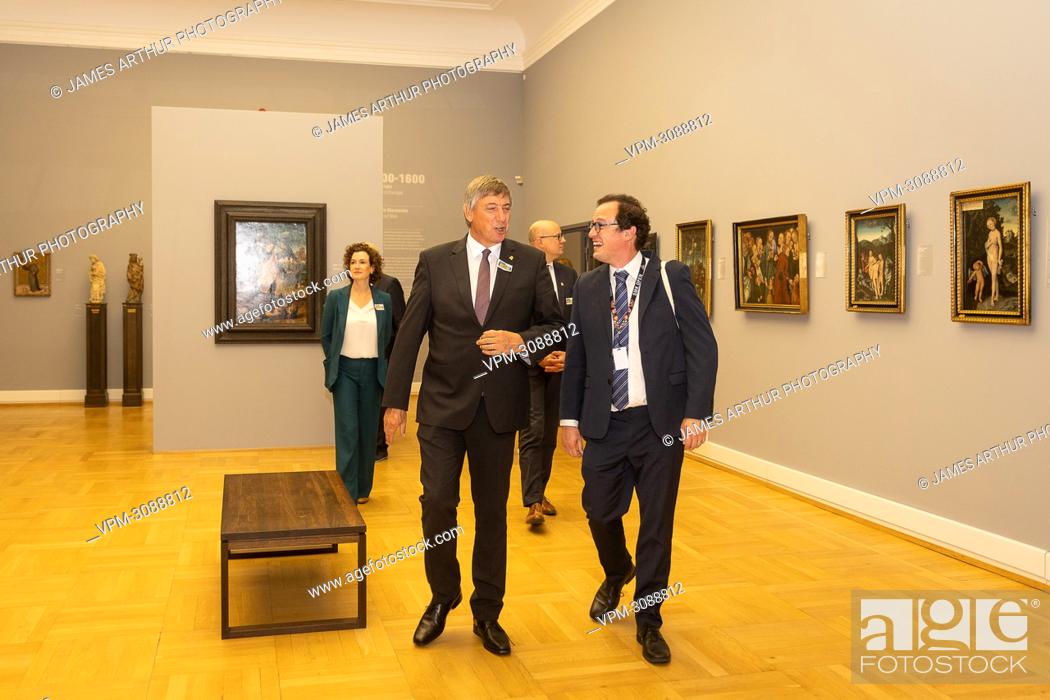 Stock Photo: Flemish Minister President Jan Jambon pictured during and a visit of the Statens Museum for Kunst (SMK) a visit to Copenhagen.