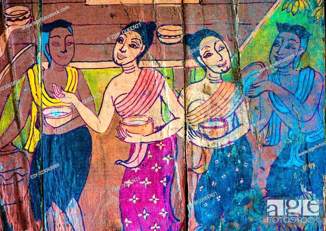 Imagen: Traditional Thai style art stories of religion.