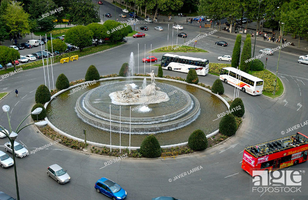 Stock Photo: Neptune's Fountain at Cánovas del Castillo Square. Madrid. Spain.