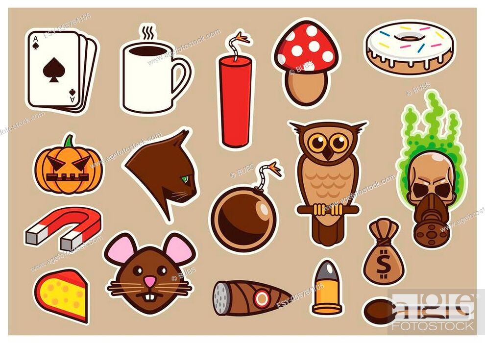 A series of simple cartoon vectors including animals, food and household  items, Stock Vector, Vector And Low Budget Royalty Free Image. Pic.  ESY-055784105 | agefotostock