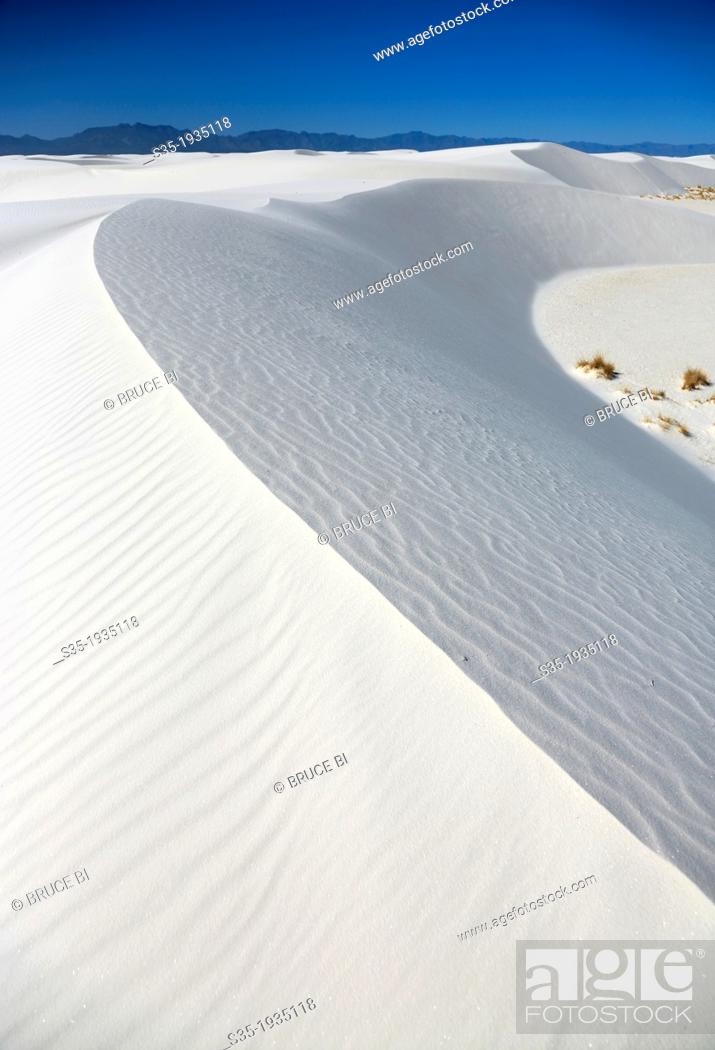 Stock Photo: White sand dunes in White Sands National Monument. Alamogordo. New Mexico. USA.
