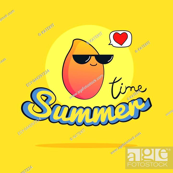 Summer Time illustration. Cute mango cartoon character on yellow, Stock  Vector, Vector And Low Budget Royalty Free Image. Pic. ESY-044297224 |  agefotostock