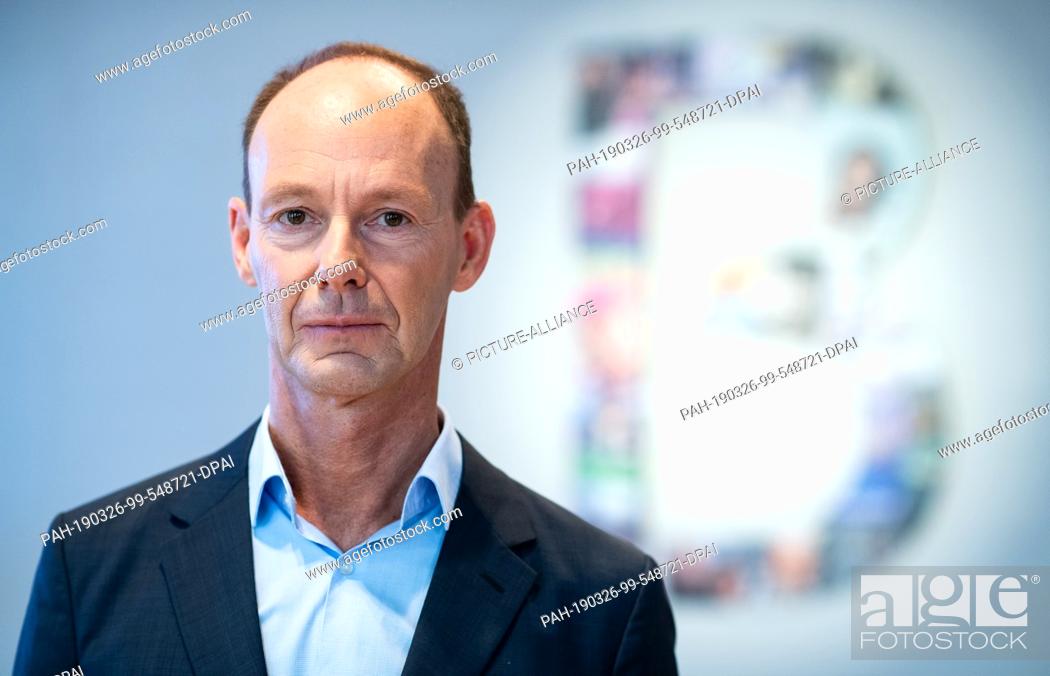Stock Photo: 26 March 2019, Berlin: Thomas Rabe, Chairman of the Bertelsmann SE & Co. KGaA in the Bertelsmann representative office. The Bertelsmann Group includes the.