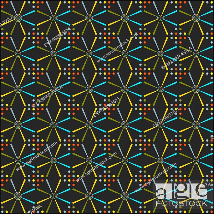 Vecteur de stock: Stars and dots pattern on a dark grey background.