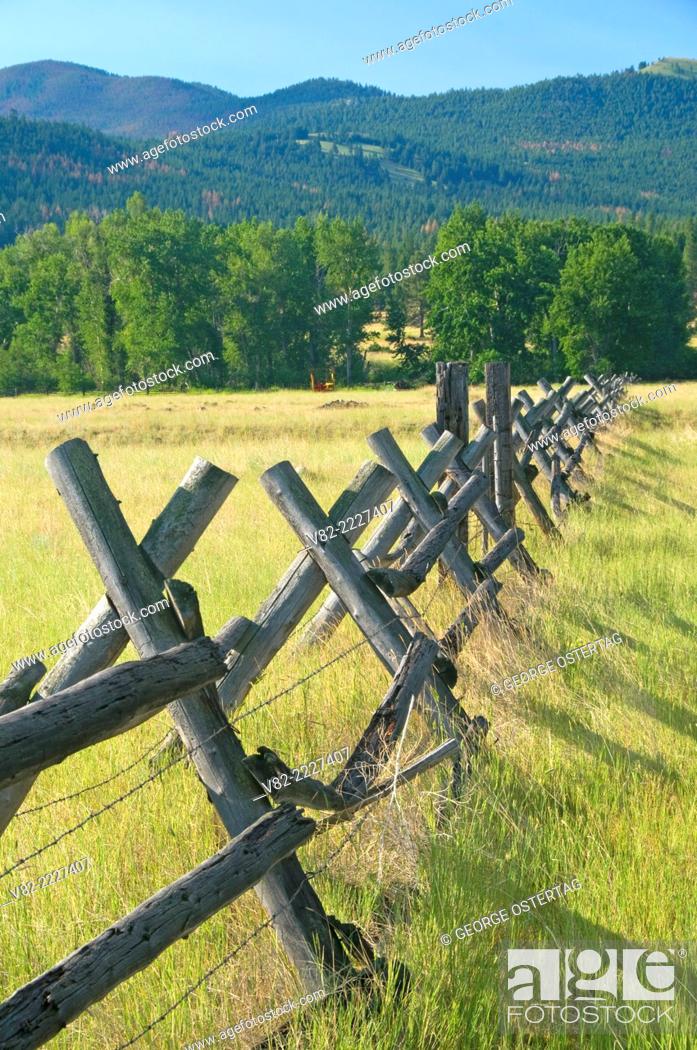Stock Photo: Ranchland fence, Lewis and Clark County, Montana.