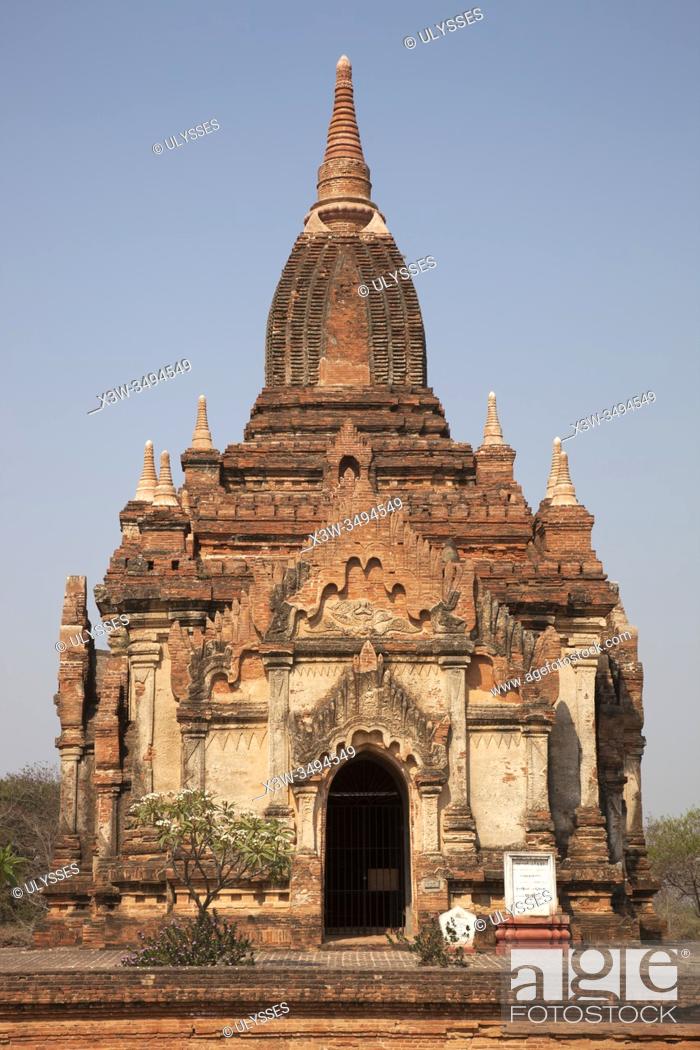 Stock Photo: A temple, Old Bagan and Nyaung U village area, Mandalay region, Myanmar, Asia.
