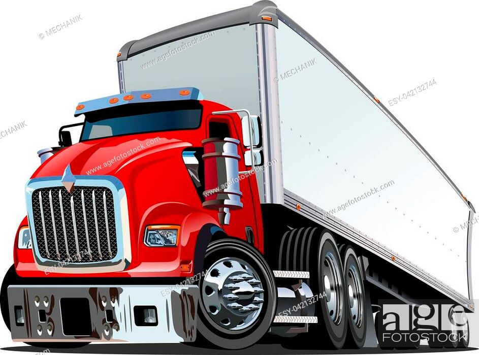 Cartoon semi truck isolated on white background. Available EPS-10 vector  format separated by groups..., Stock Vector, Vector And Low Budget Royalty  Free Image. Pic. ESY-042132744 | agefotostock