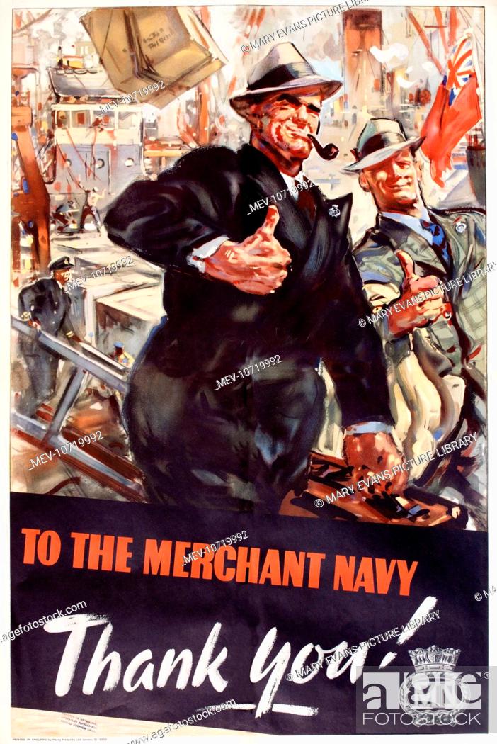 WB6 Vintage WW2 Merchant Navy Thank You British WWII War Poster A2/A3/A4