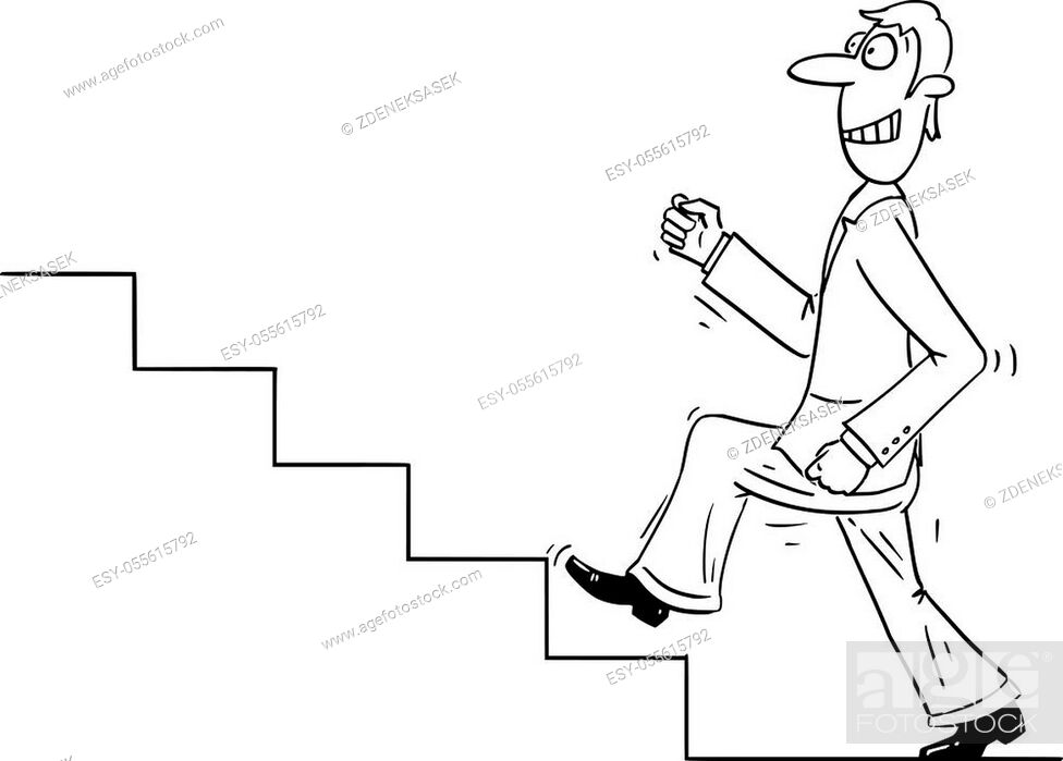 Vector funny comic cartoon drawing of confident businessman or man walking  forward upstairs or up..., Stock Vector, Vector And Low Budget Royalty Free  Image. Pic. ESY-055615792 | agefotostock
