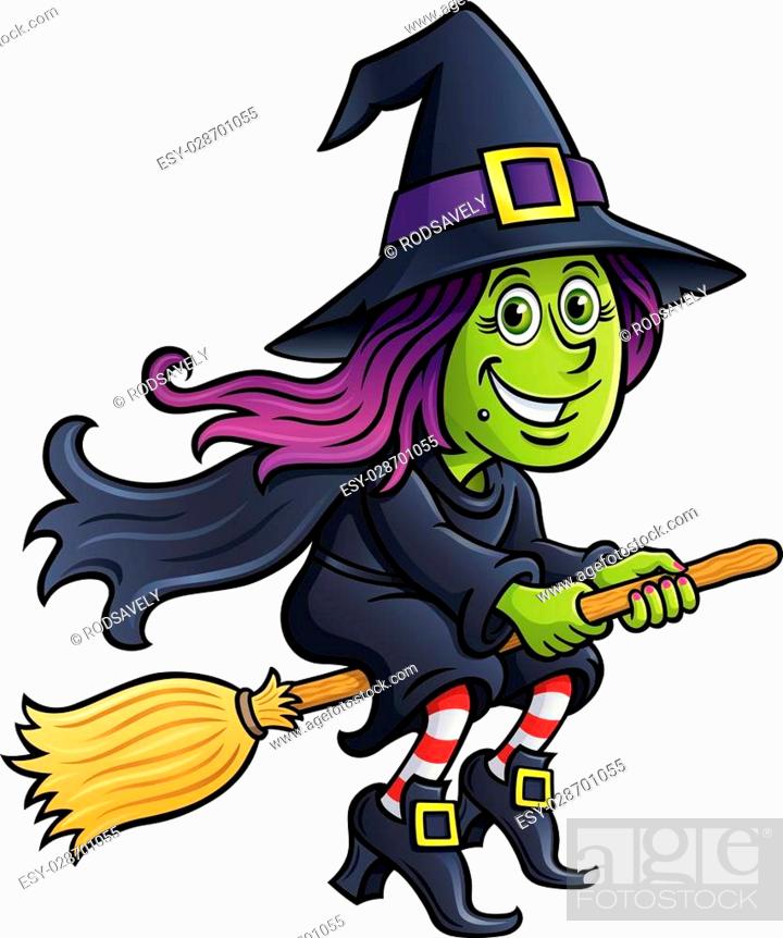 Cartoon illustration of a cute girl witch riding her broom stick, Stock  Vector, Vector And Low Budget Royalty Free Image. Pic. ESY-028701055 |  agefotostock