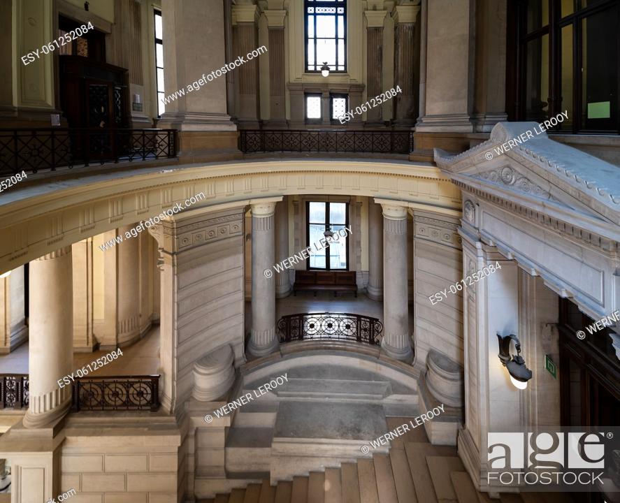 Stock Photo: Brussels Capital Region - Belgium - 06 05 2022 - Hall at the backside of the Court of Justice.