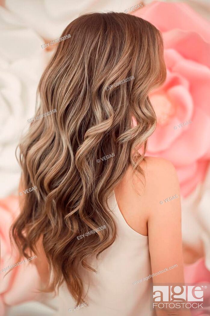 Beautiful long wavy hair style. Bride wedding hairstyle over flowers  copyspace, Stock Photo, Picture And Low Budget Royalty Free Image. Pic.  ESY-059330358 | agefotostock