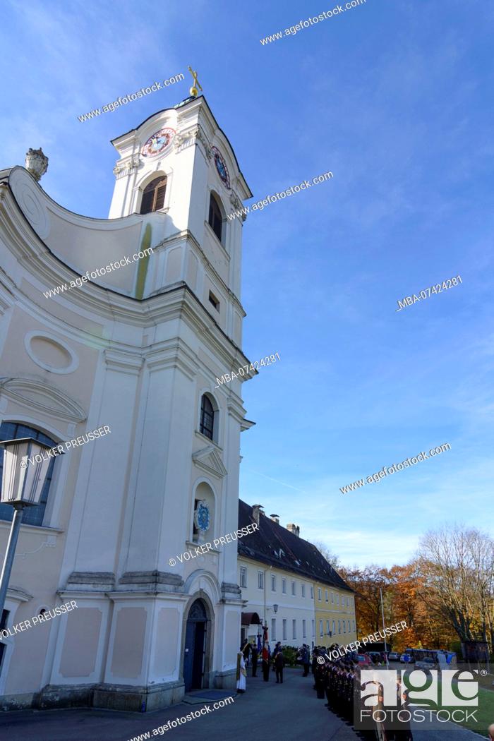 Stock Photo: Bergern im Dunkelsteinerwald, pilgrimage church in Maria Langegg, commemoration of the dead at All Saints' Day, Wachau, Lower Austria, Austria.