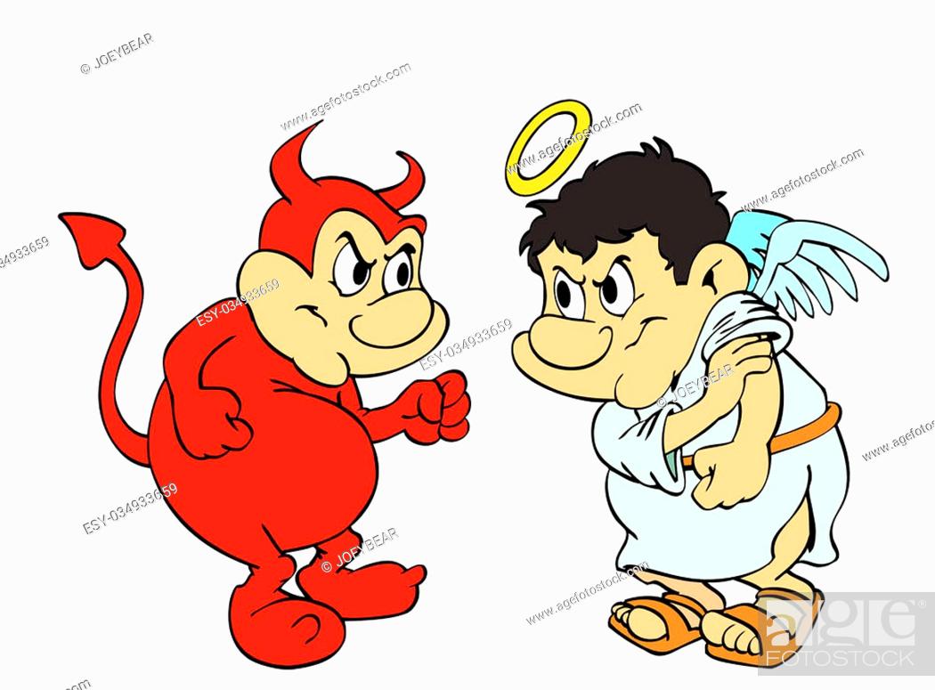 hand drawn cartoon devil & angel fighting, Stock Photo, Picture And Low  Budget Royalty Free Image. Pic. ESY-034933659 | agefotostock