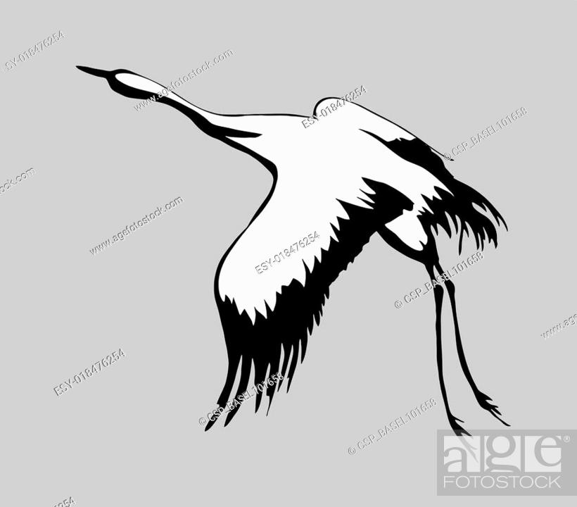 Stock Vector: crane silhouette on gray background, vector illustration.