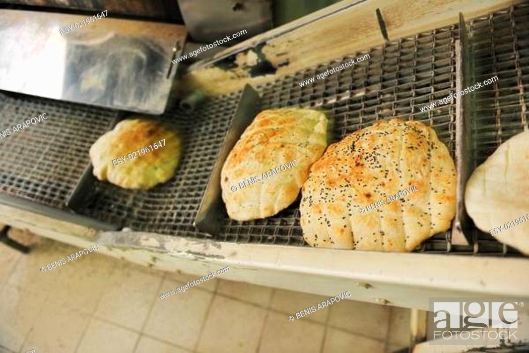 Stock Photo: bread factory production.