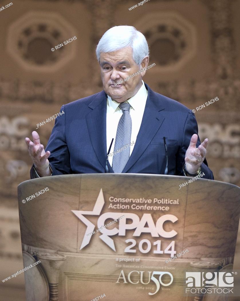Stock Photo: Former Speaker of the United States House of Representatives Newt Gingrich (Republican of Georgia) speaks at the Conservative Political Action Conference (CPAC).