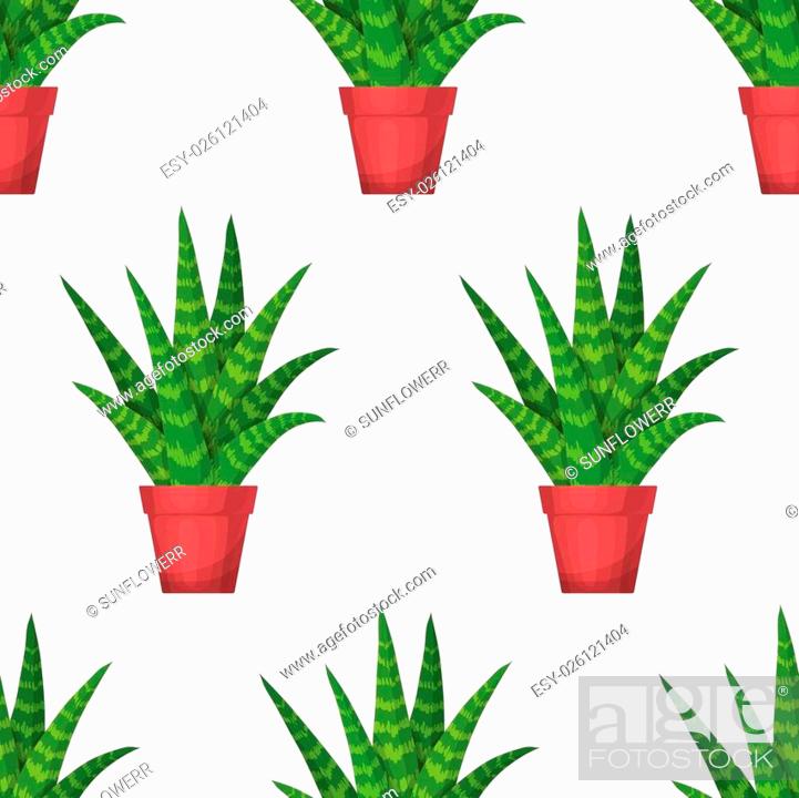 Aloe Vera in pot - floral seamless pattern. Vector cute succulent plant on  white background, Stock Vector, Vector And Low Budget Royalty Free Image.  Pic. ESY-026121404 | agefotostock