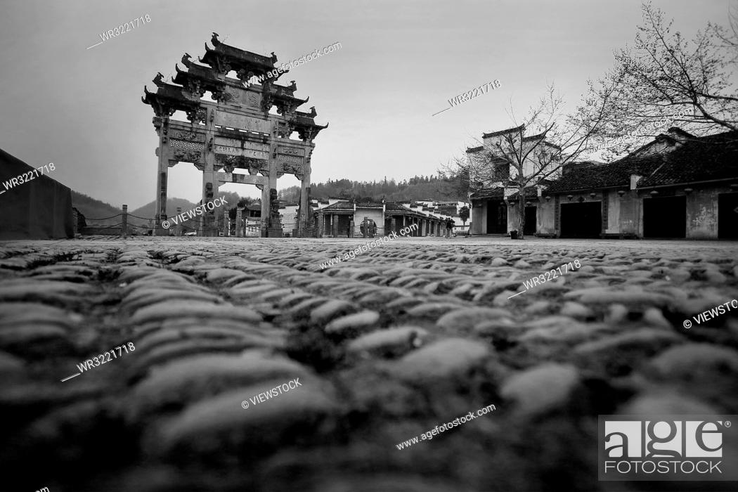 Stock Photo: Yixian county in anhui province XiDi ancient archway.