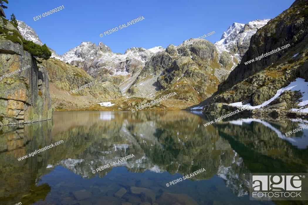 Stock Photo: Arriel Lake in the Pyrenees, Tena Valley, Huesca Province, Aragon in Spain.