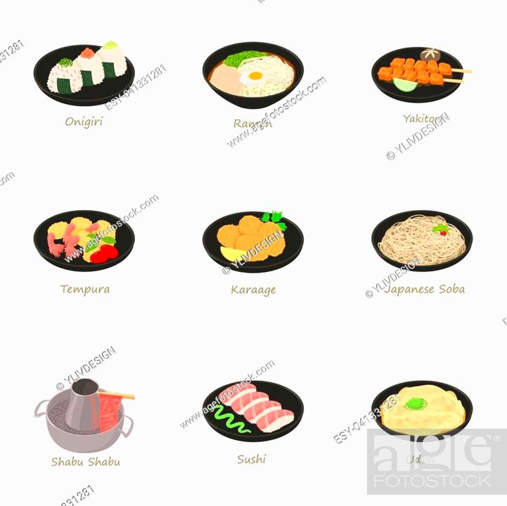 Japanese food icons set. Cartoon set of 9 japanese food icons for web  isolated on white background, Stock Photo, Picture And Low Budget Royalty  Free Image. Pic. ESY-041331281 | agefotostock