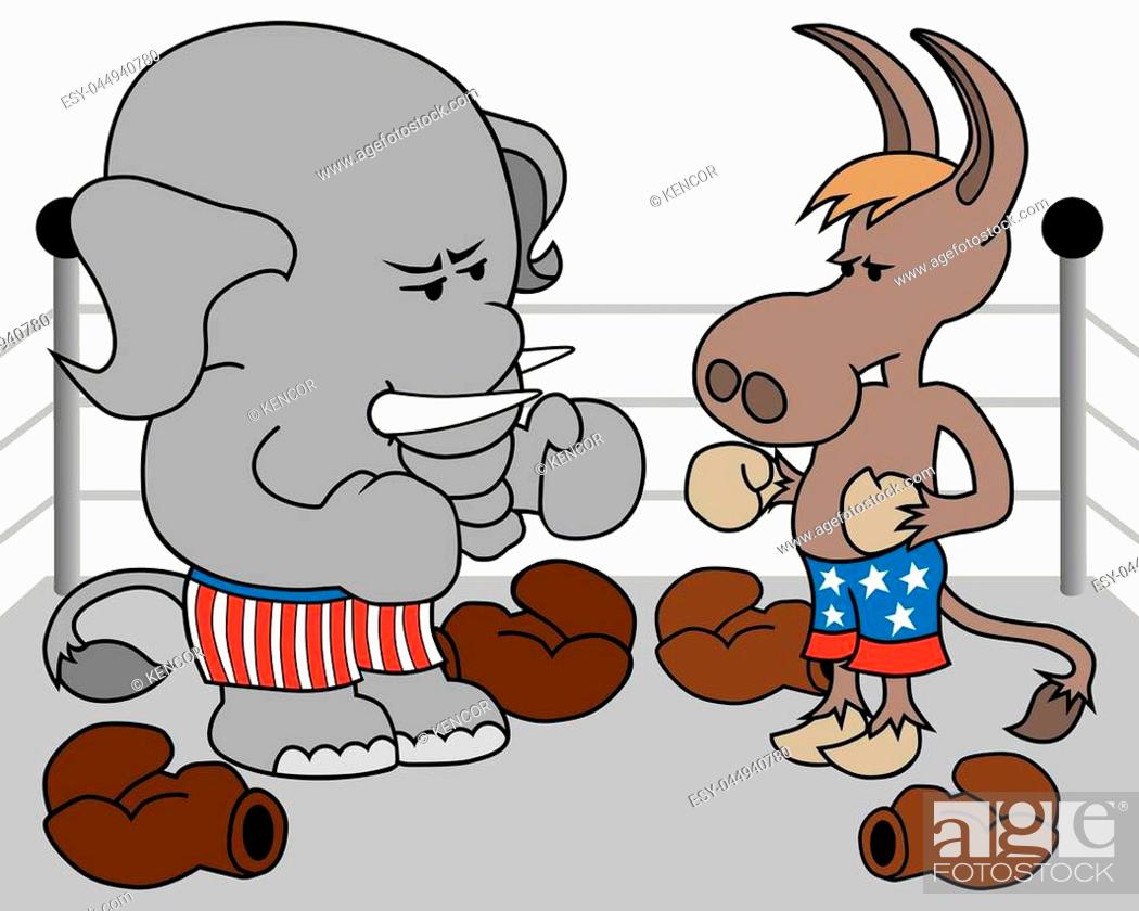 Republican elephant and Democrat donkey in the boxing ring, Stock Vector,  Vector And Low Budget Royalty Free Image. Pic. ESY-044940780 | agefotostock