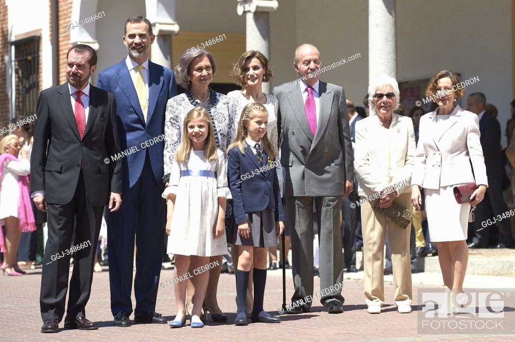 Stock Photo: King Felipe VI of Spain, Queen Letizia of Spain, Princess Leonor, Princess Sofia, King Juan Carlos, Queen Sofia, Jesus Ortiz, Paloma Rocasolano.
