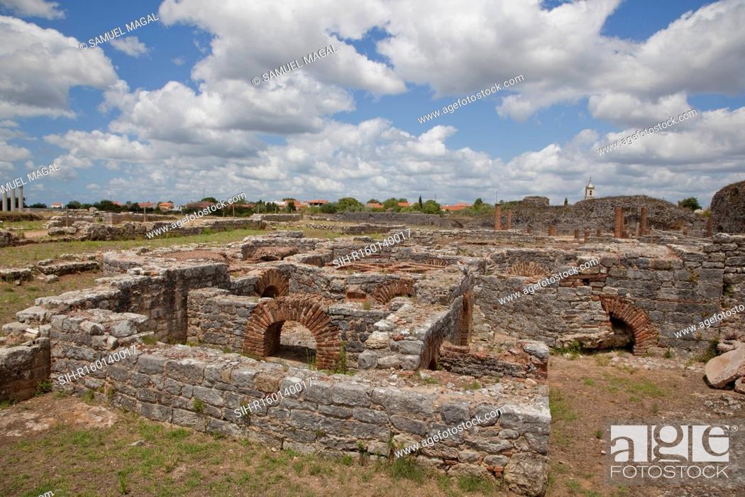 Stock Photo: Conimbriga is one of the largest Roman settlements in Portugal, and the best preserved of them. The city walls are largely intact.