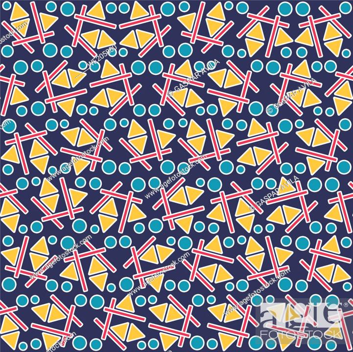 Stock Vector: Three shapes pattern on a dark blue background. Geometric pattern.