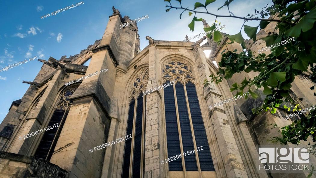 Stock Photo: Saint Just et Saint Pasteur Cathedral in Narbonne. Gothic cathedral, construction started in 1272. Monument historique.