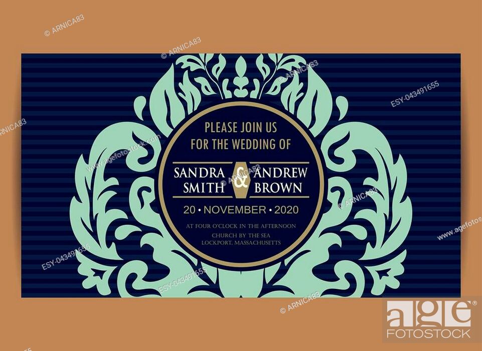 Stock Vector: Wedding invitation and save the date cards. Also can be used as greeting cards, birthday cards or party invitations.