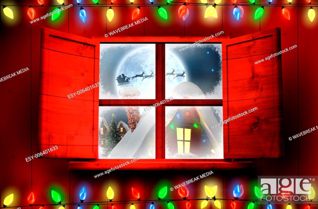 Stock Photo: Composite image of decorative lights hanging in a shape.