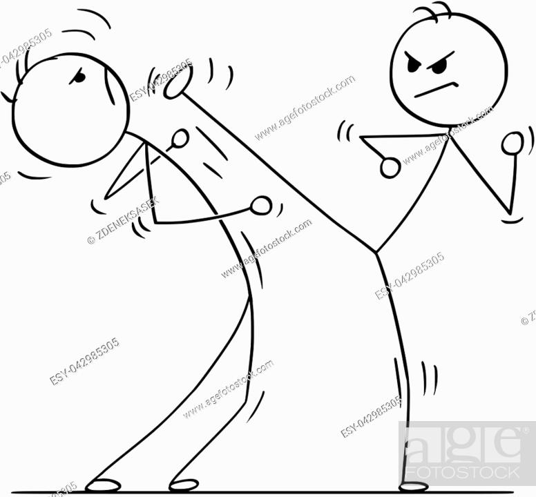Cartoon stick man drawing illustration of karate or kung fu high kick fight  or training, Stock Vector, Vector And Low Budget Royalty Free Image. Pic.  ESY-042985305 | agefotostock