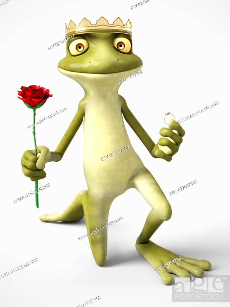 3D rendering of a smiling, romantic cartoon frog prince holding a red rose  in one hand and a ring in..., Stock Photo, Picture And Low Budget Royalty  Free Image. Pic. ESY-027637362 |