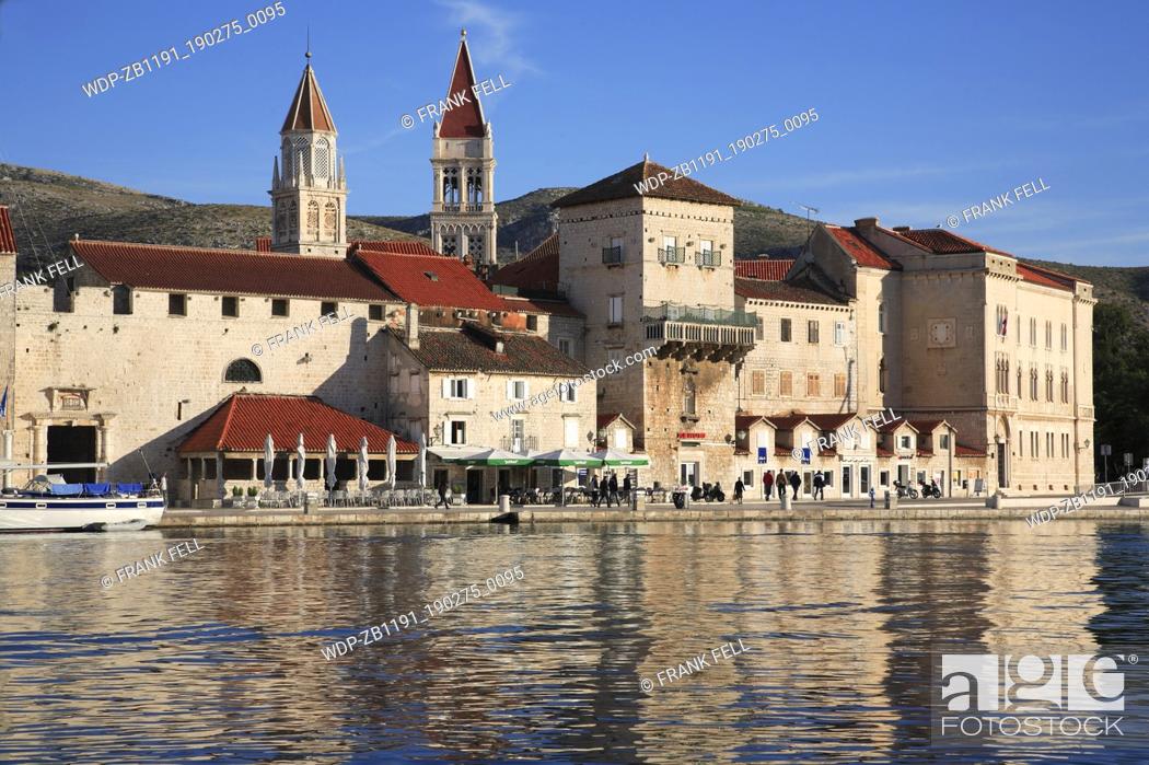 Stock Photo: Croatia, Trogir, Cathedral & Trogirski Canal.