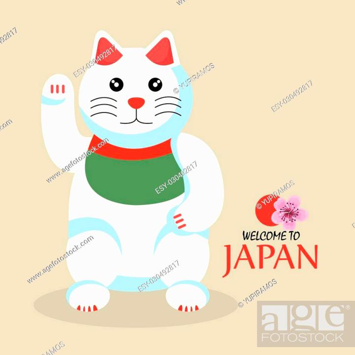 Stock Vector: cat cartoon icon traditional culture japan design vector illustration eps 10.