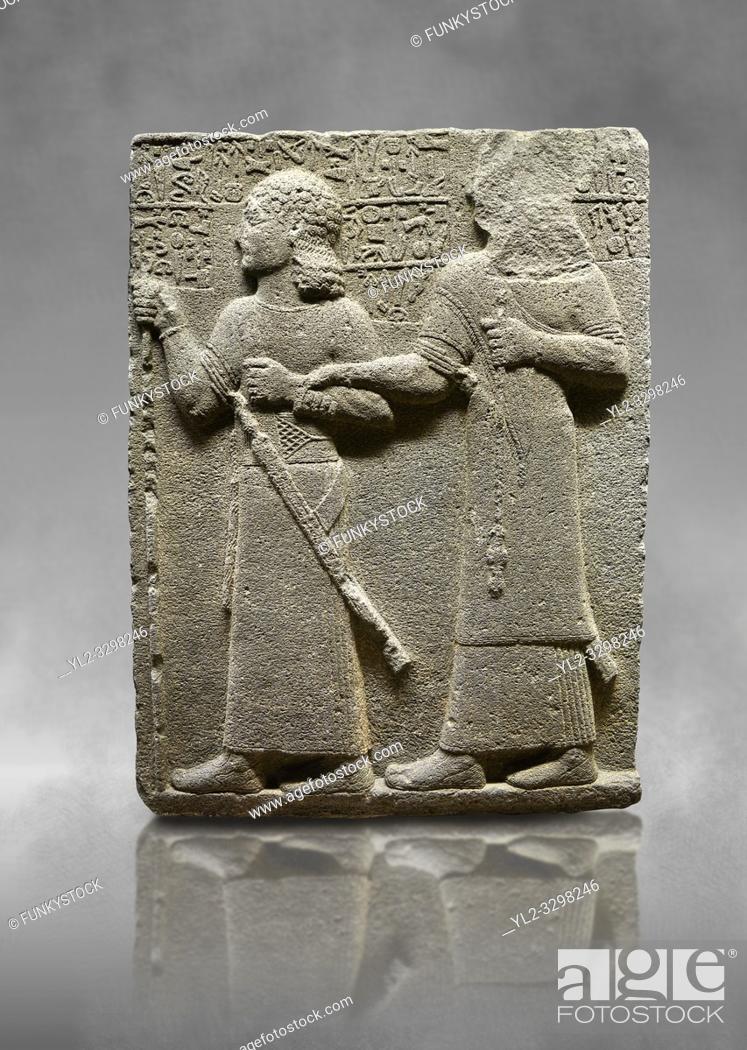 Stock Photo: Hittite monumental relief sculpted orthostat stone panel of Royal Buttress. Basalt, KarkamÄ±s, (KargamÄ±s), Carchemish (Karkemish), 900-700 B. C.