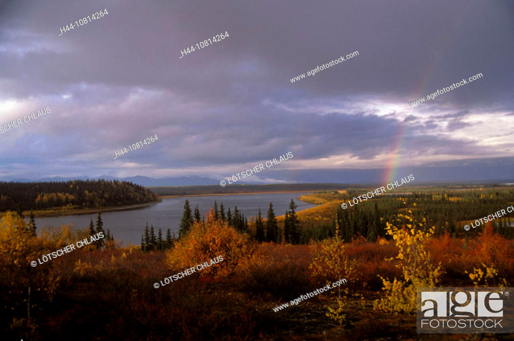 Stock Photo: Kobuk river, rainbow, Kavet Creek, autumn, boreal forest, subarctic, Kobuk Valley, national park, Alaska, USA, America.