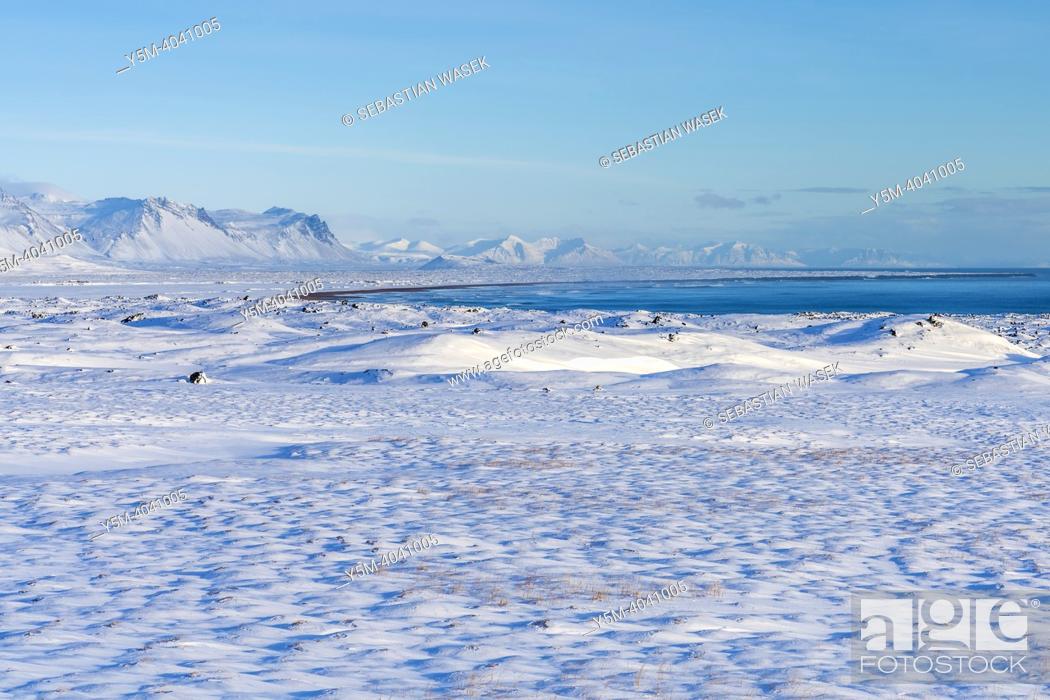 Stock Photo: Winter Icelandic Road Trip near Arnarstapi, Snaefellsnes peninsula, Iceland, Europe.