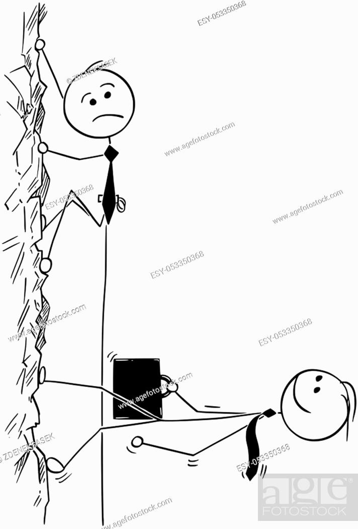 Cartoon stick man drawing conceptual illustration of business man hard  climbing mountain and another..., Stock Vector, Vector And Low Budget  Royalty Free Image. Pic. ESY-053350368 | agefotostock