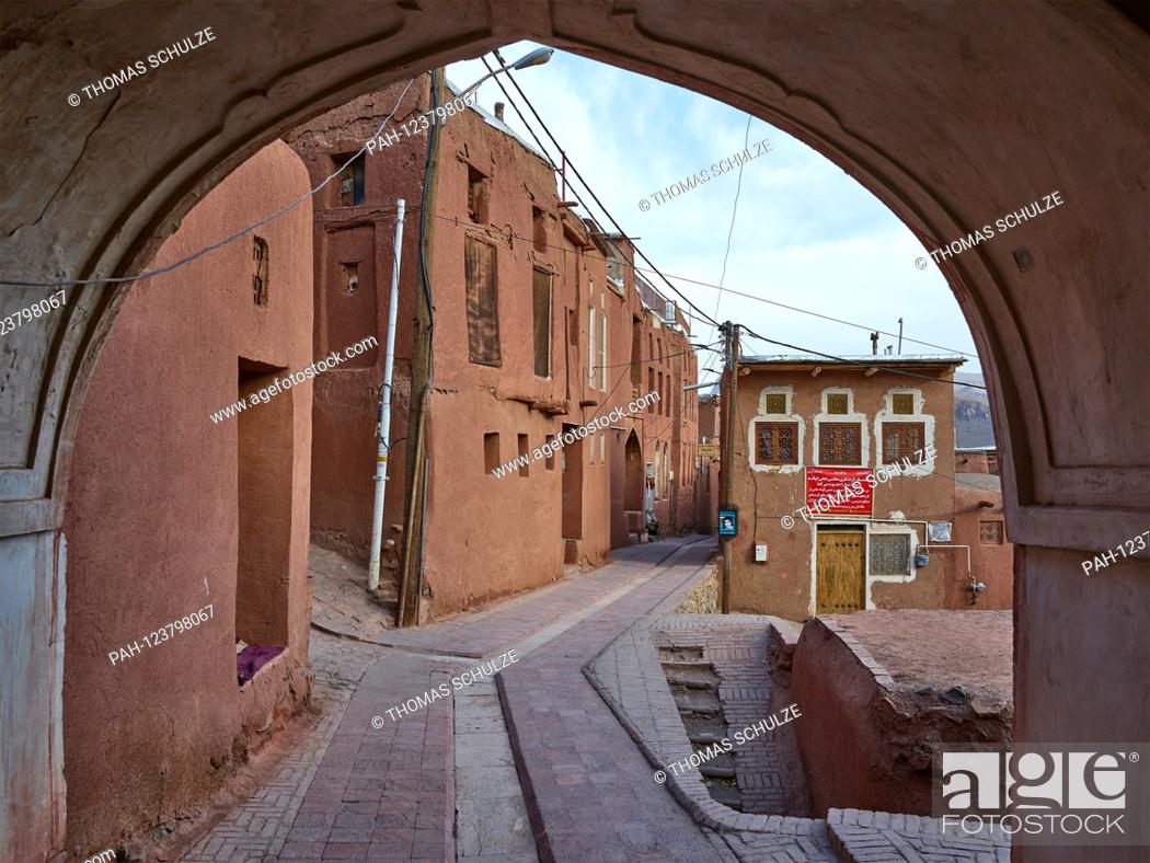 Stock Photo: The historic village of Abyaneh in Iran, taken on 11/11/2017. The step-shaped place, held in red colors and therefore known as the Red Village.