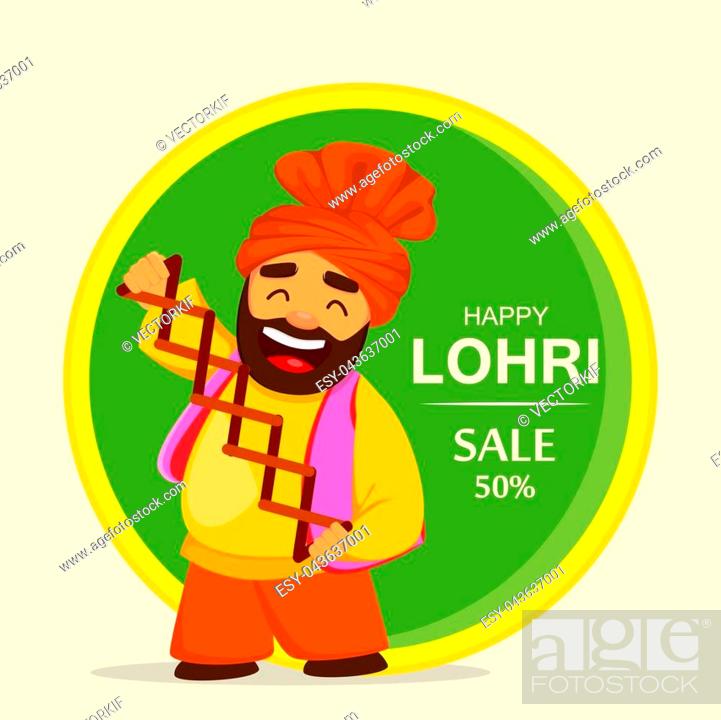 Popular winter Punjabi folk festival Lohri. Funny Sikh man celebrating  holiday, Stock Vector, Vector And Low Budget Royalty Free Image. Pic.  ESY-043637001 | agefotostock